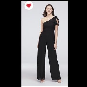 Reverie One-Shoulder Chiffon Jumpsuit (NWT)